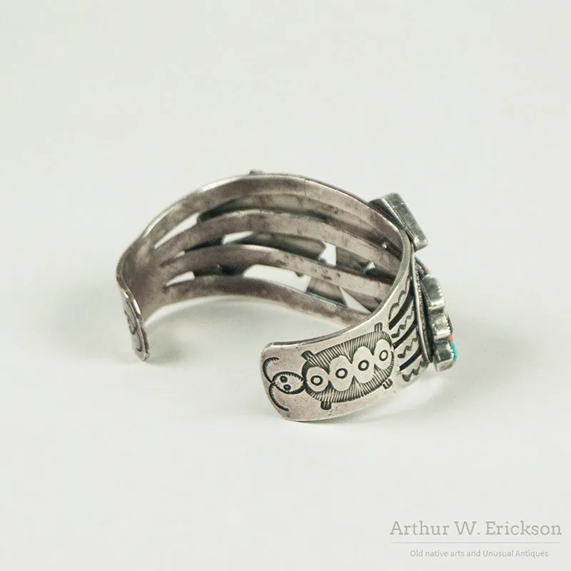 Striking Zuni Inlay Rainbow Dancer Cuff Bracelet