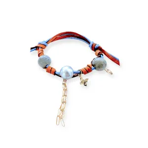 Summer Day Dream Gold Butterfly Pearl and Chain Rocker Bracelet