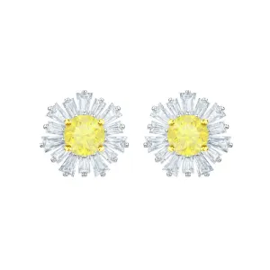 Sunshine White Rhodium Pierced Earrings