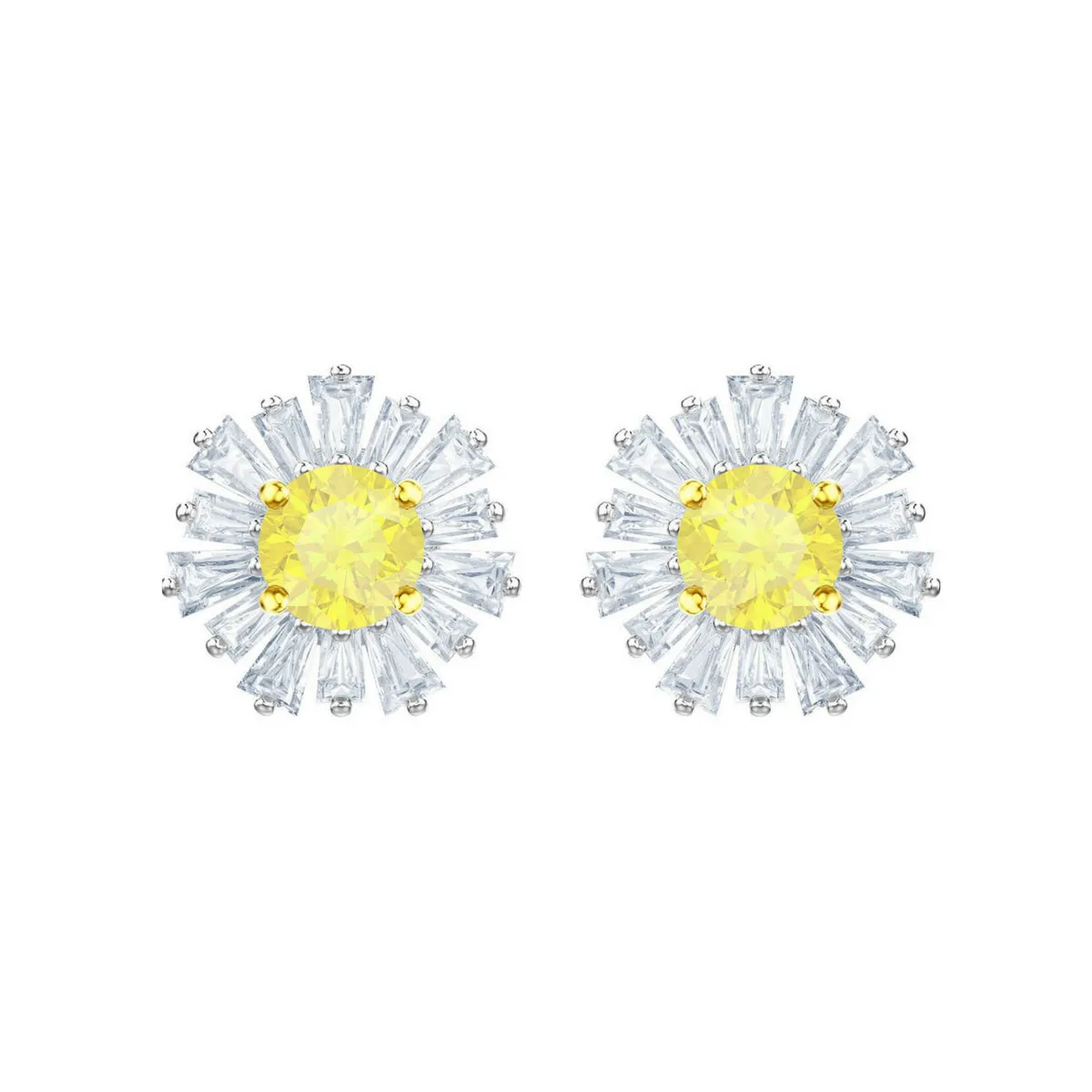 Sunshine White Rhodium Pierced Earrings