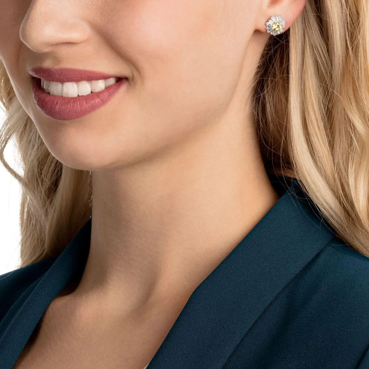 Sunshine White Rhodium Pierced Earrings