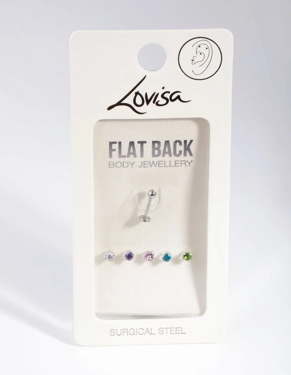 Surgical Steel Cubic Zircona Flower Flat Back 6-Pack