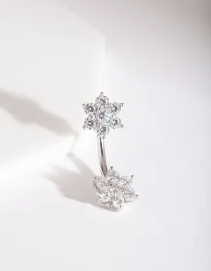 Surgical Steel Double Flower Belly Bar