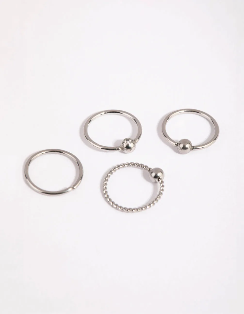 Surgical Steel Textured Nose Ring 4-Pack