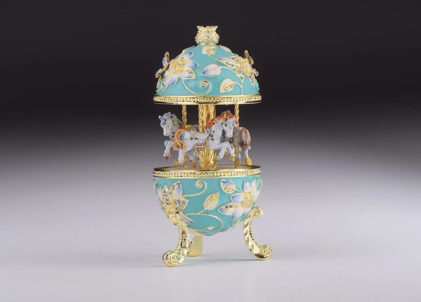 Teal Wind up Musical Carousel