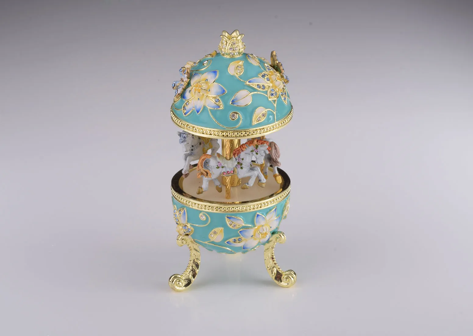 Teal Wind up Musical Carousel