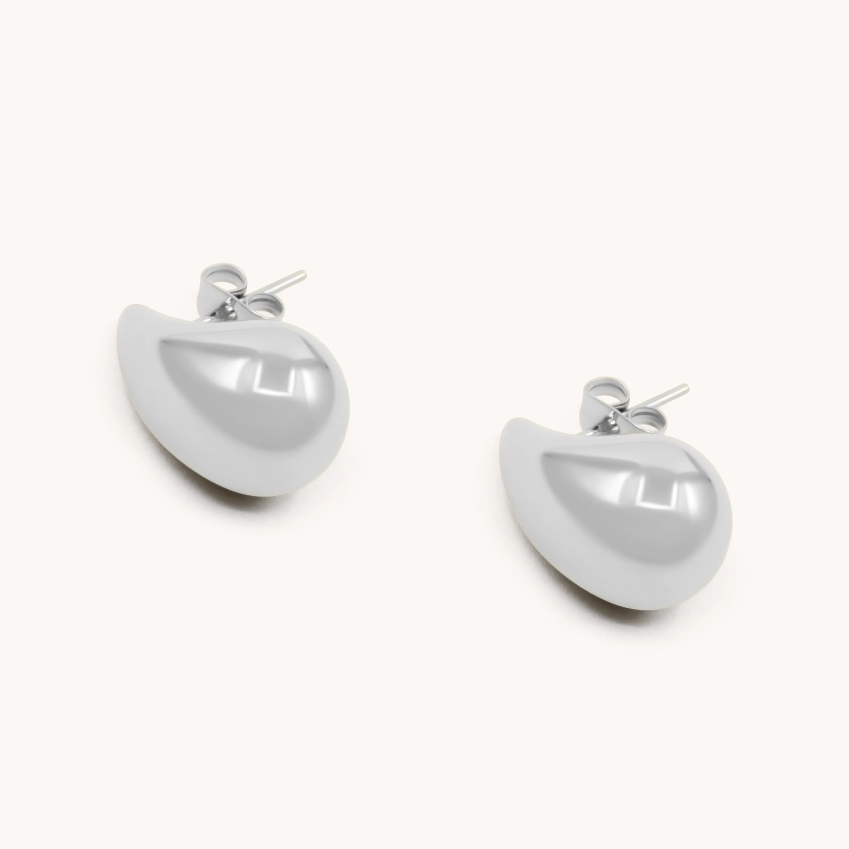 Teardrop Studs, Silver