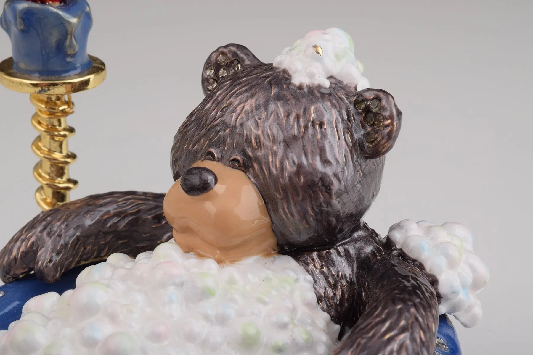 Teddy Bear in a Bath Trinket Box