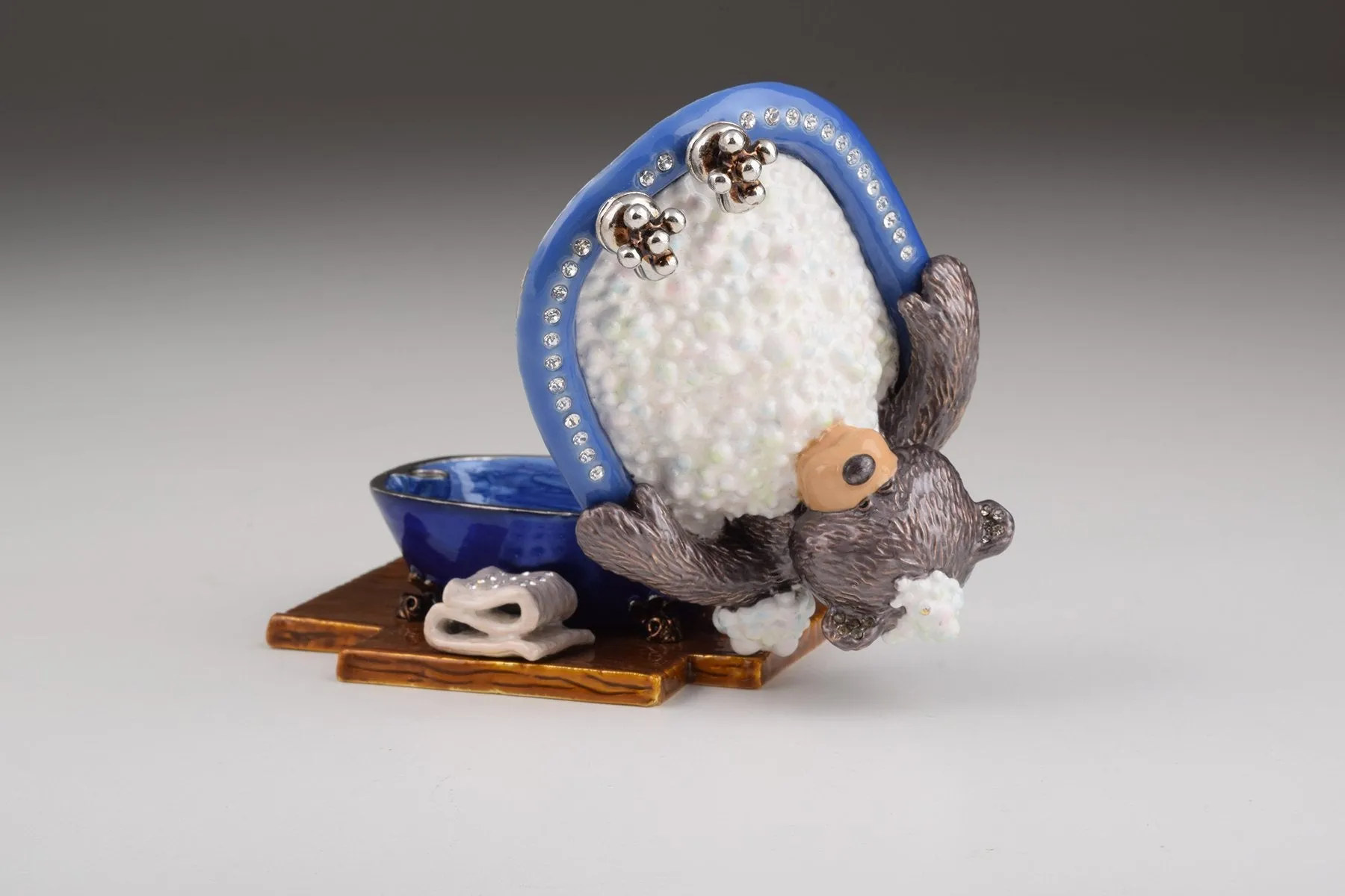 Teddy Bear in a Bath Trinket Box