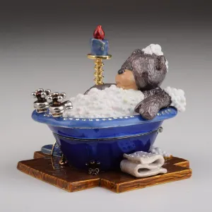 Teddy Bear in a Bath Trinket Box