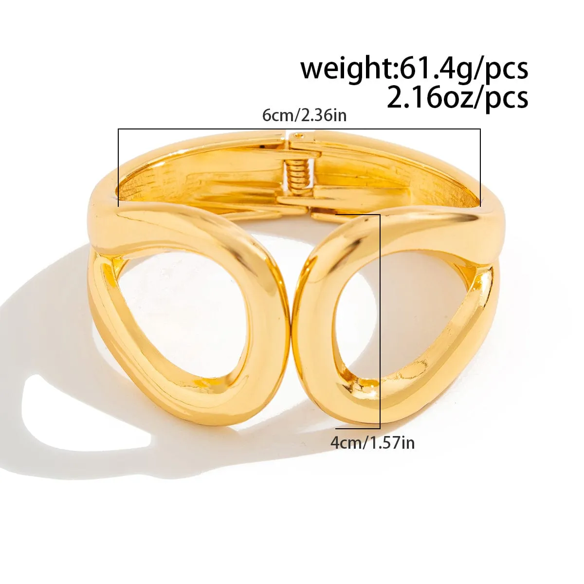 Temperament Gold Silver Tone Duo Hoop Bangle Bracelet