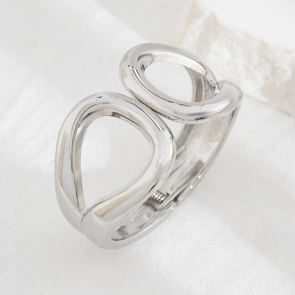 Temperament Gold Silver Tone Duo Hoop Bangle Bracelet