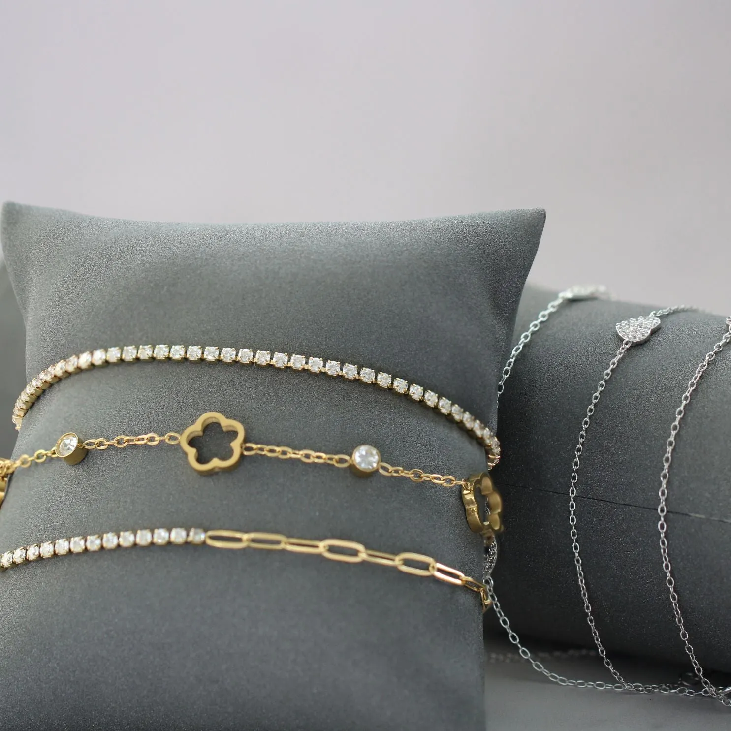 Tennis Paperclip Bracelet, Gold