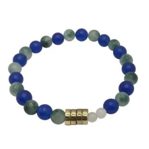 The 12 Blue Green White Jade   Gold Plated Cord