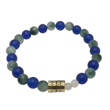 The 12 Blue Green White Jade   Gold Plated Cord