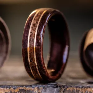 The Artisan | Men's Rosewood & 1903 Springfield Rifle Stock Wood Wedding Band with Dual Metal Inlays