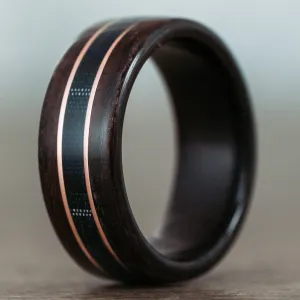 The Campbell Tartan | Men's Rosewood Wedding Band with Tartan & Dual Metal Inlays