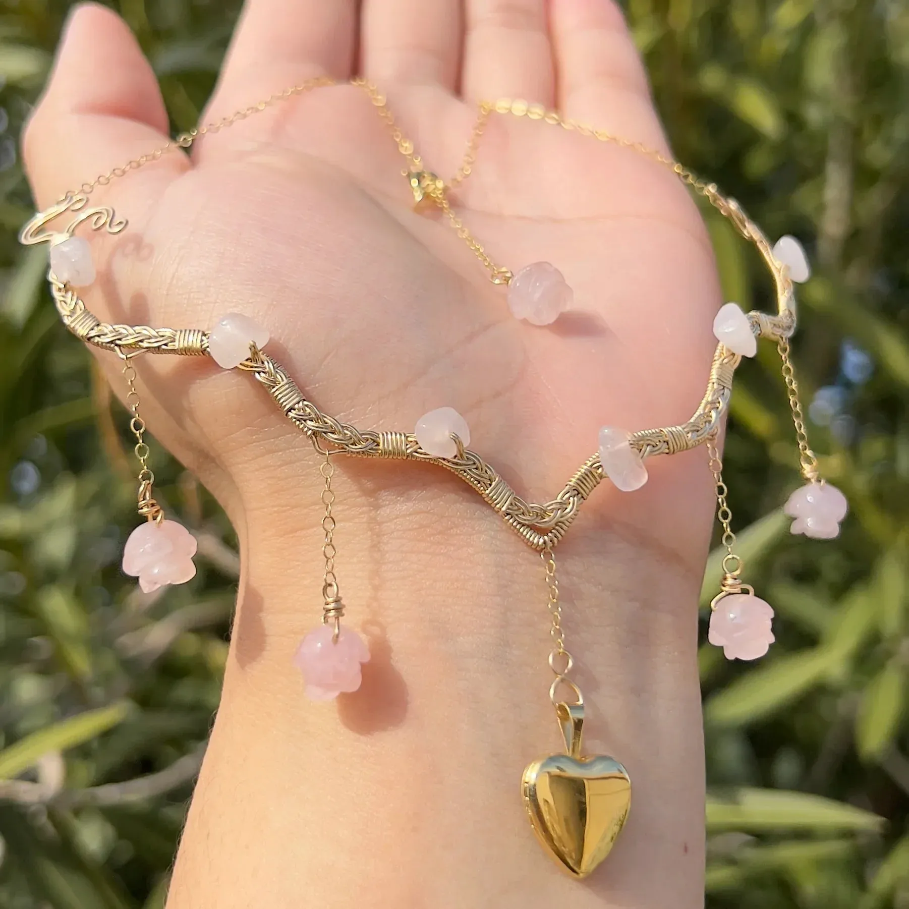 The Eternal Astraea Lovers Locket Rose Quartz 14K Yellow Gold ✵