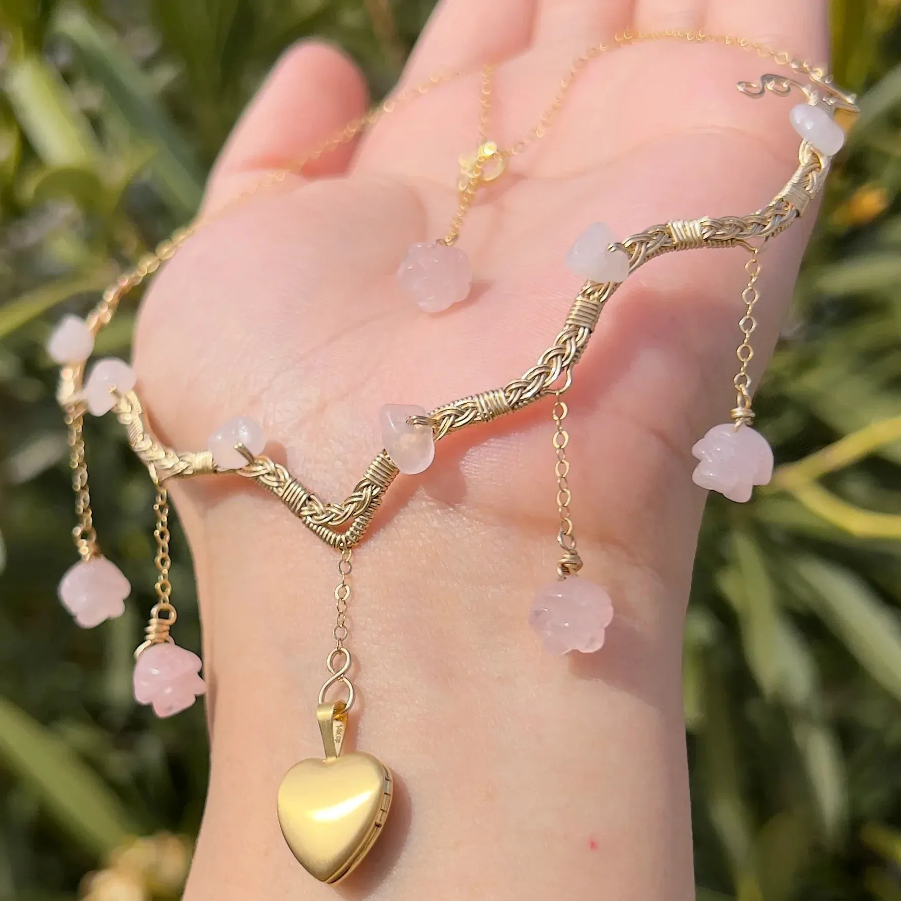 The Eternal Astraea Lovers Locket Rose Quartz 14K Yellow Gold ✵