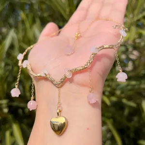 The Eternal Astraea Lovers Locket Rose Quartz 14K Yellow Gold ✵