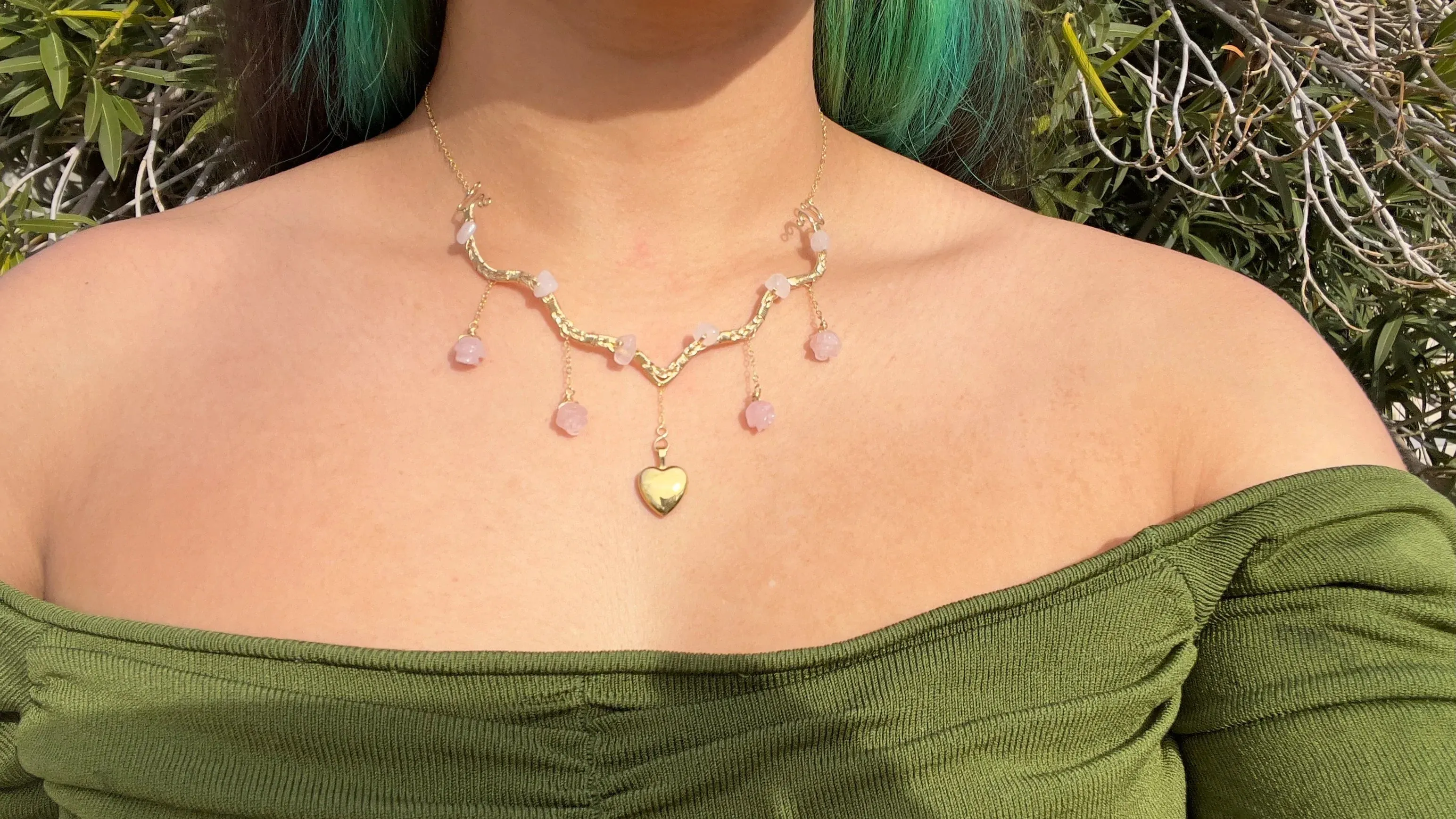 The Eternal Astraea Lovers Locket Rose Quartz 14K Yellow Gold ✵