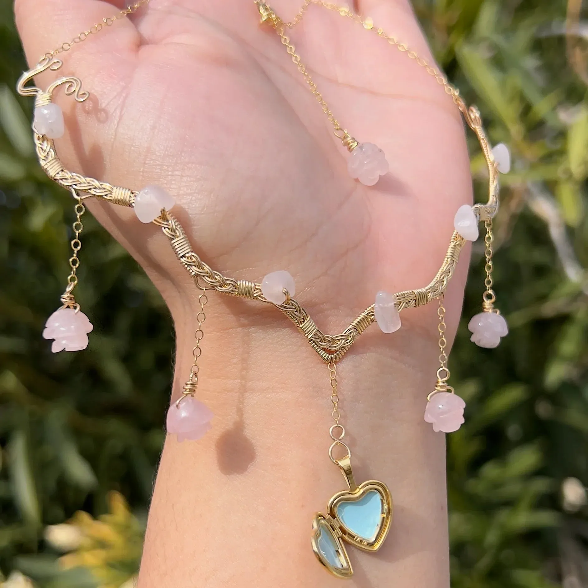 The Eternal Astraea Lovers Locket Rose Quartz 14K Yellow Gold ✵