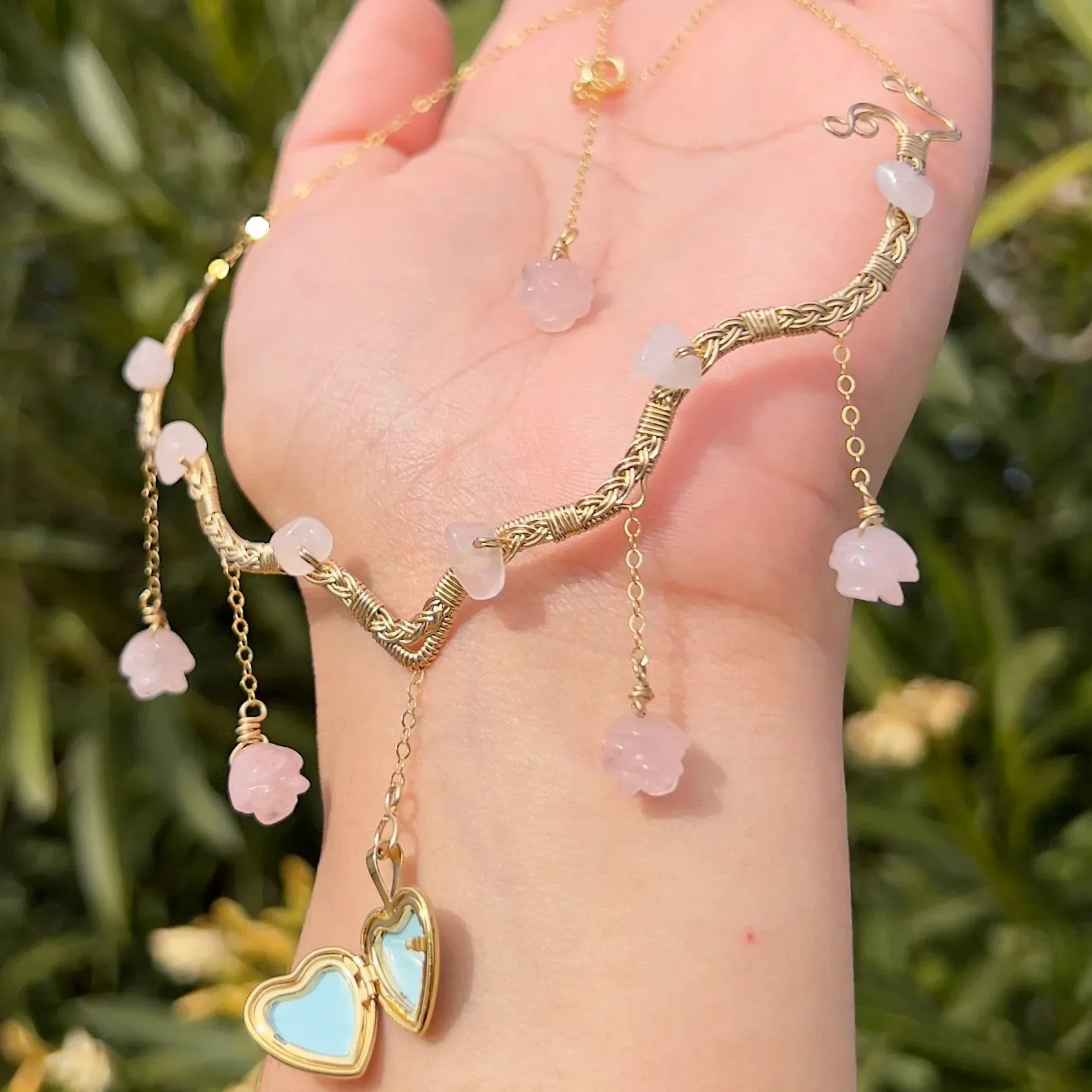 The Eternal Astraea Lovers Locket Rose Quartz 14K Yellow Gold ✵