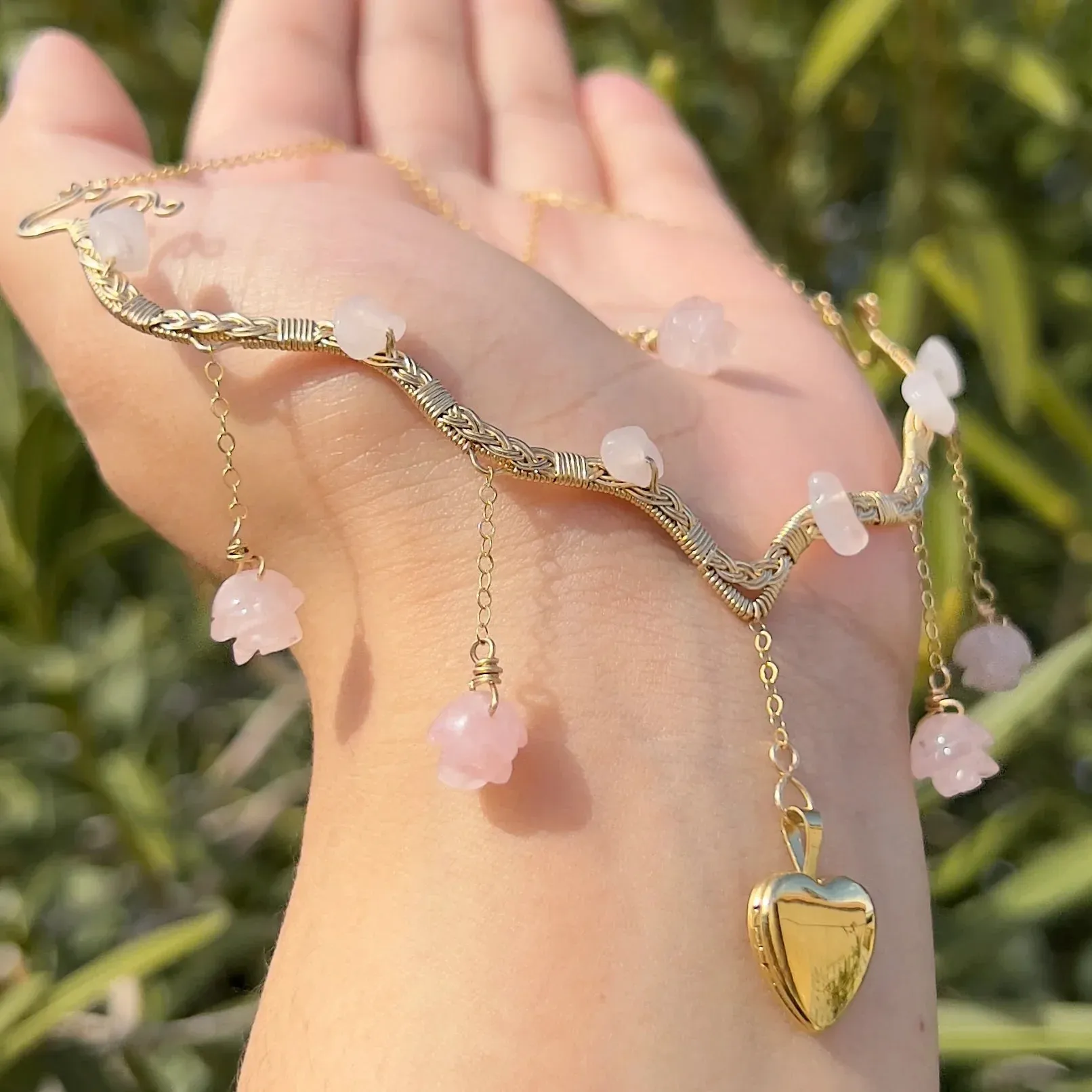 The Eternal Astraea Lovers Locket Rose Quartz 14K Yellow Gold ✵