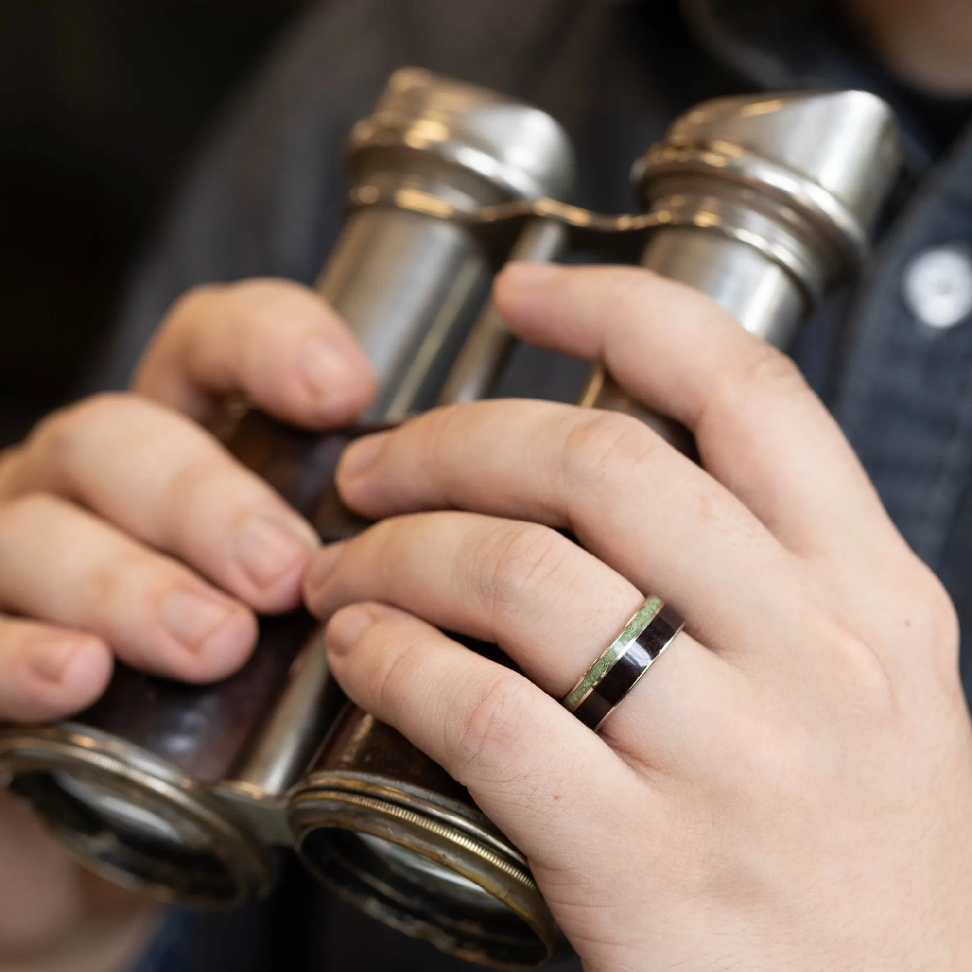 The Sage in Gold | Men's Gold Wedding Band with Rosewood & Imperial Diopside