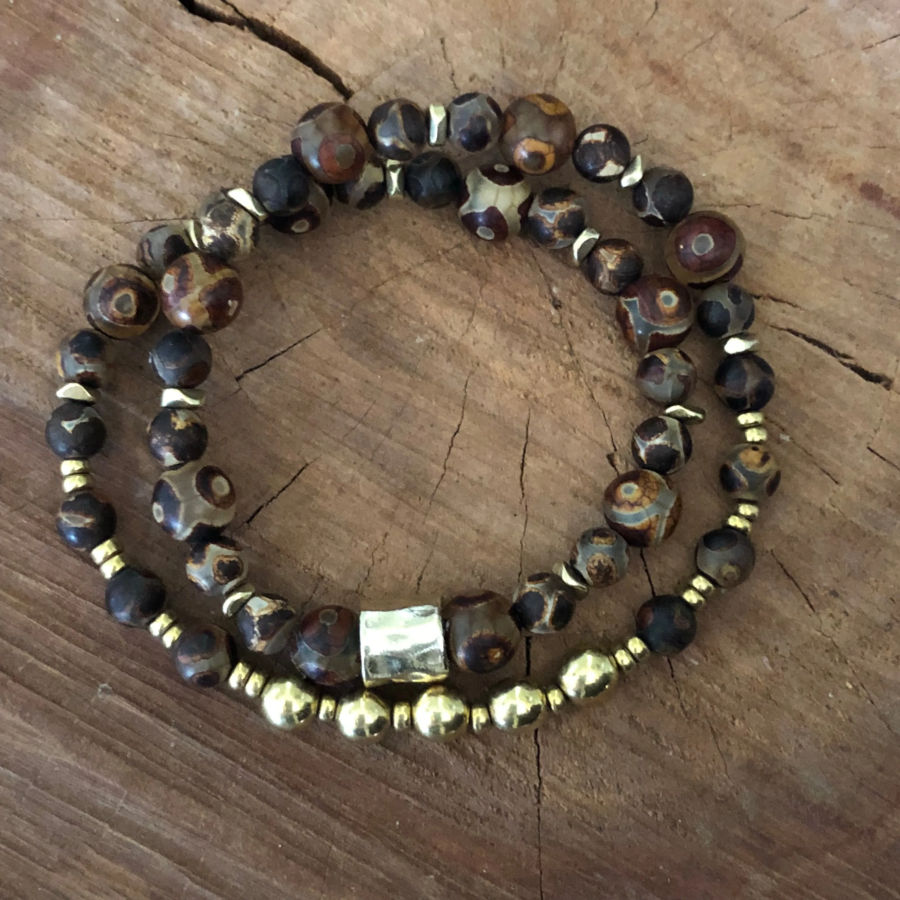 Tibetan Agate Double Stack Bracelet