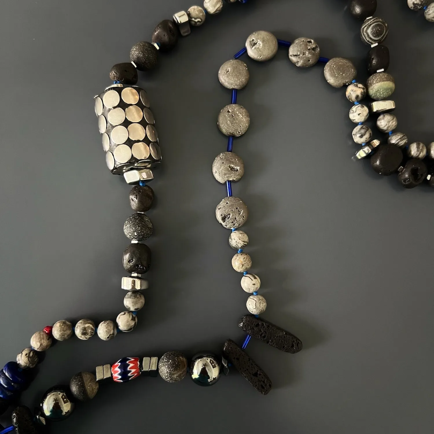 Tibetan Agate Om Beaded Necklace