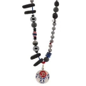 Tibetan Agate Om Beaded Necklace