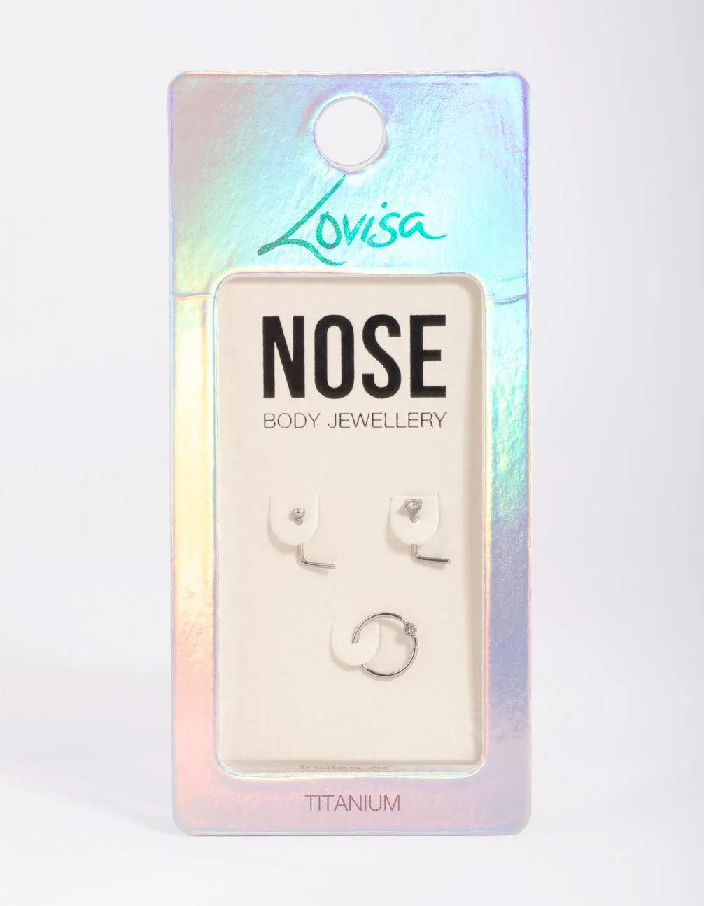 Titanium Diamante Nose Stud Pack