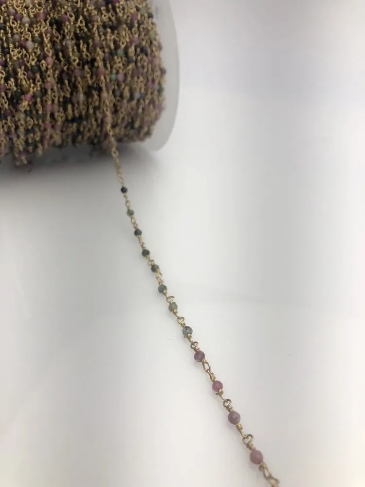 Tourmaline & 14k Gold Fill Wire by the foot, hand wrapped gemstones, Gold filled made in USA