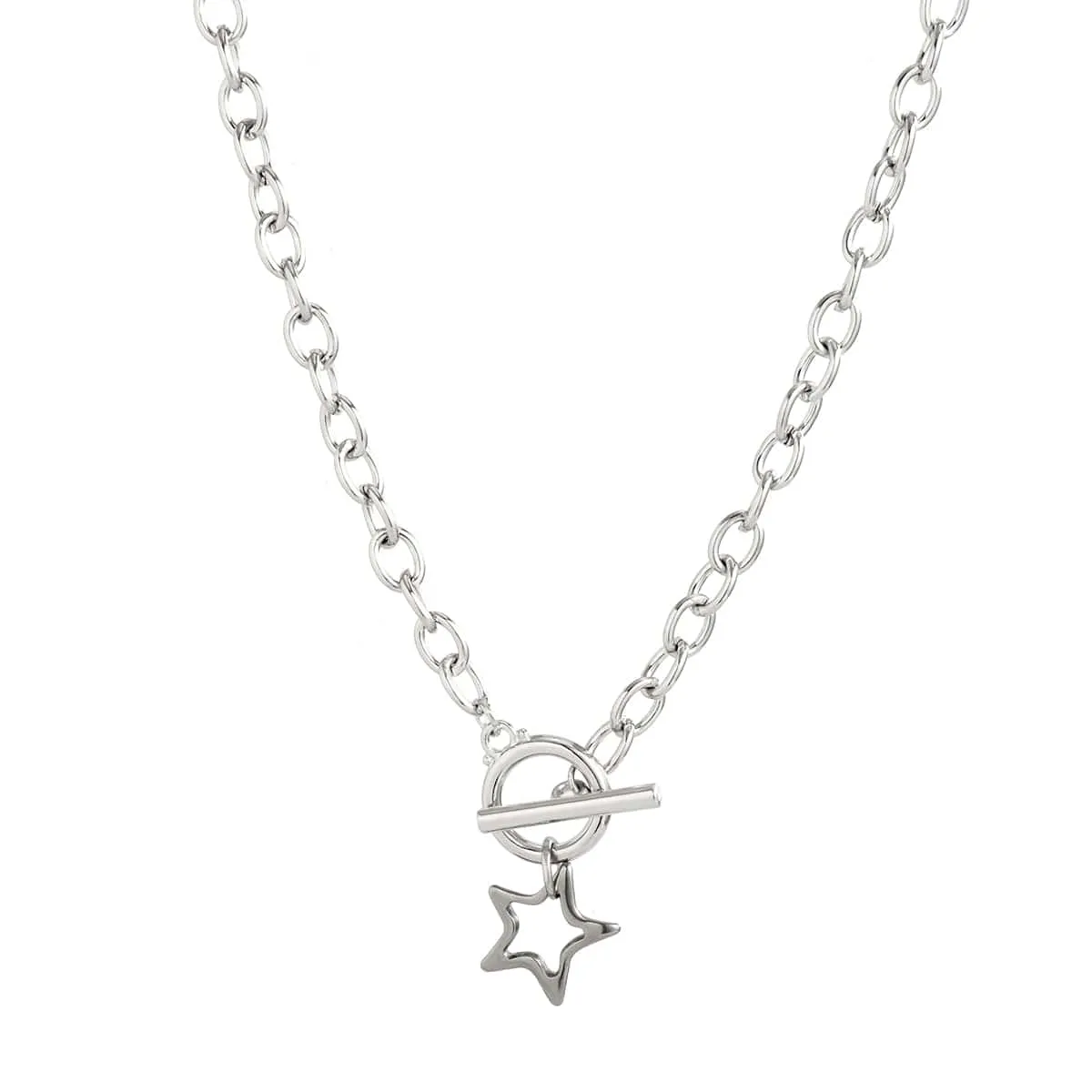 Trendy Toggle Clasp Hollow Star Pendant Cable Chain Necklace Bracelet Set