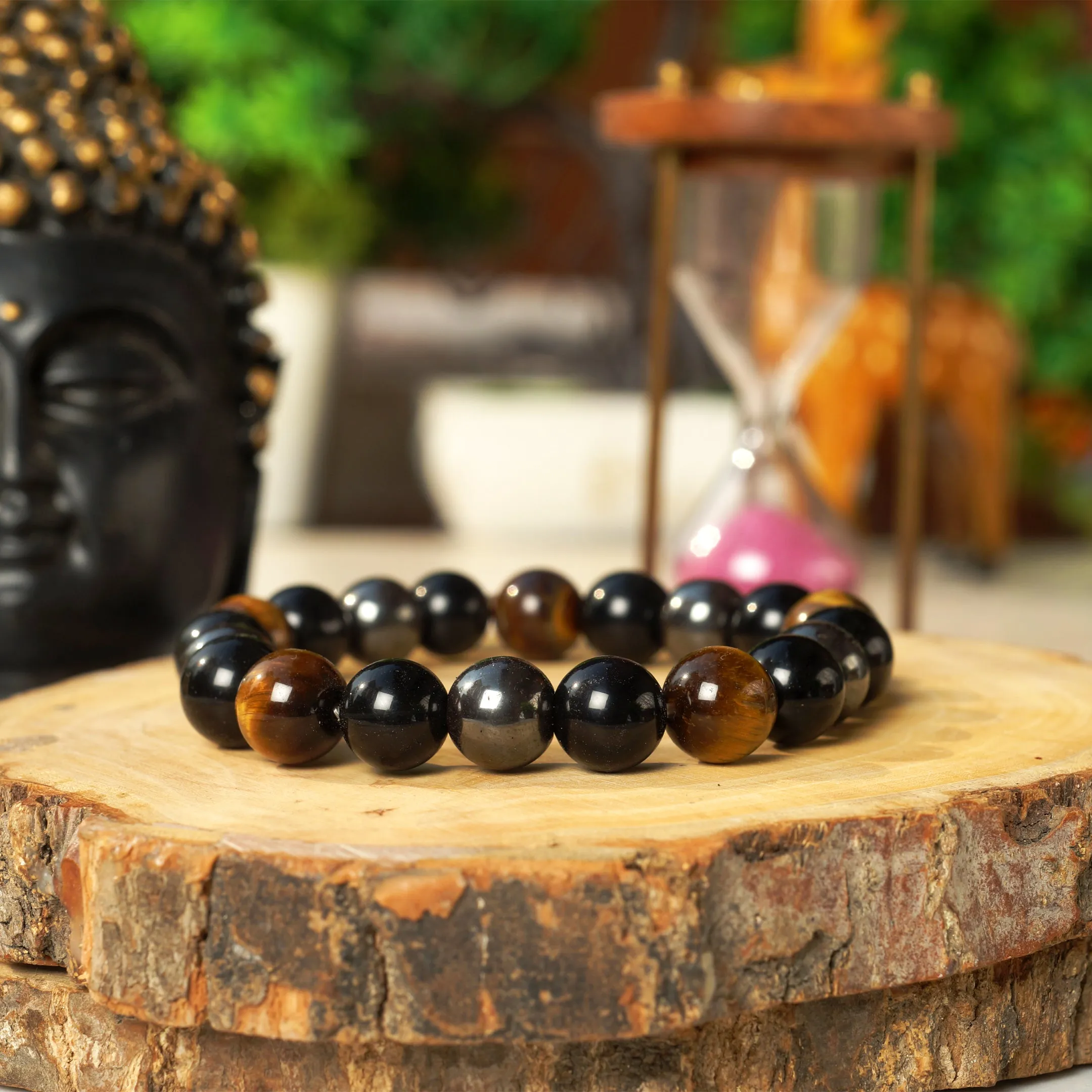 Triple Protection Bracelet - For Protection & Success- Bring Luck And Prosperity - Hematite - Black Obsidian - Tiger Eye - Stone Bracelet
