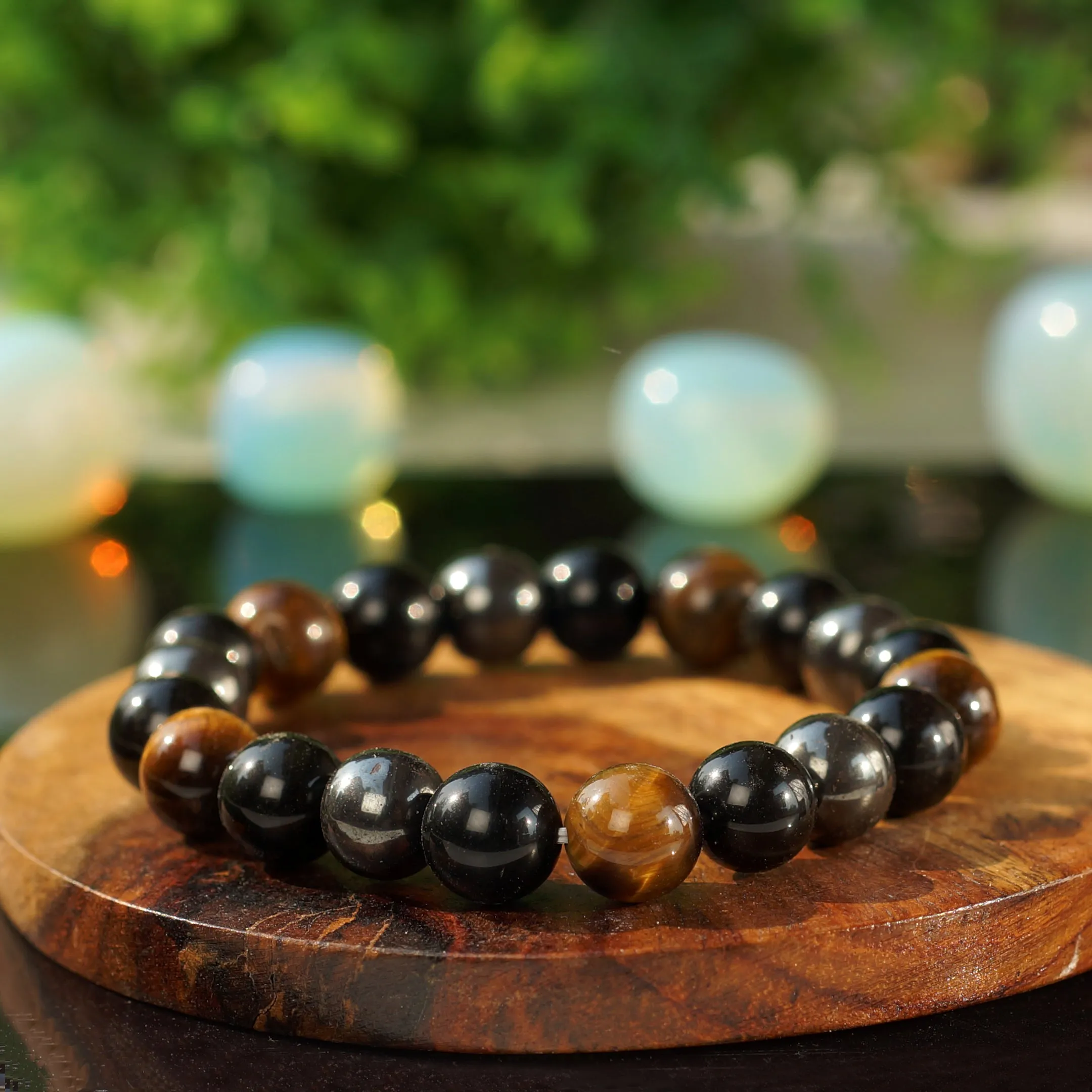 Triple Protection Bracelet - For Protection & Success- Bring Luck And Prosperity - Hematite - Black Obsidian - Tiger Eye - Stone Bracelet