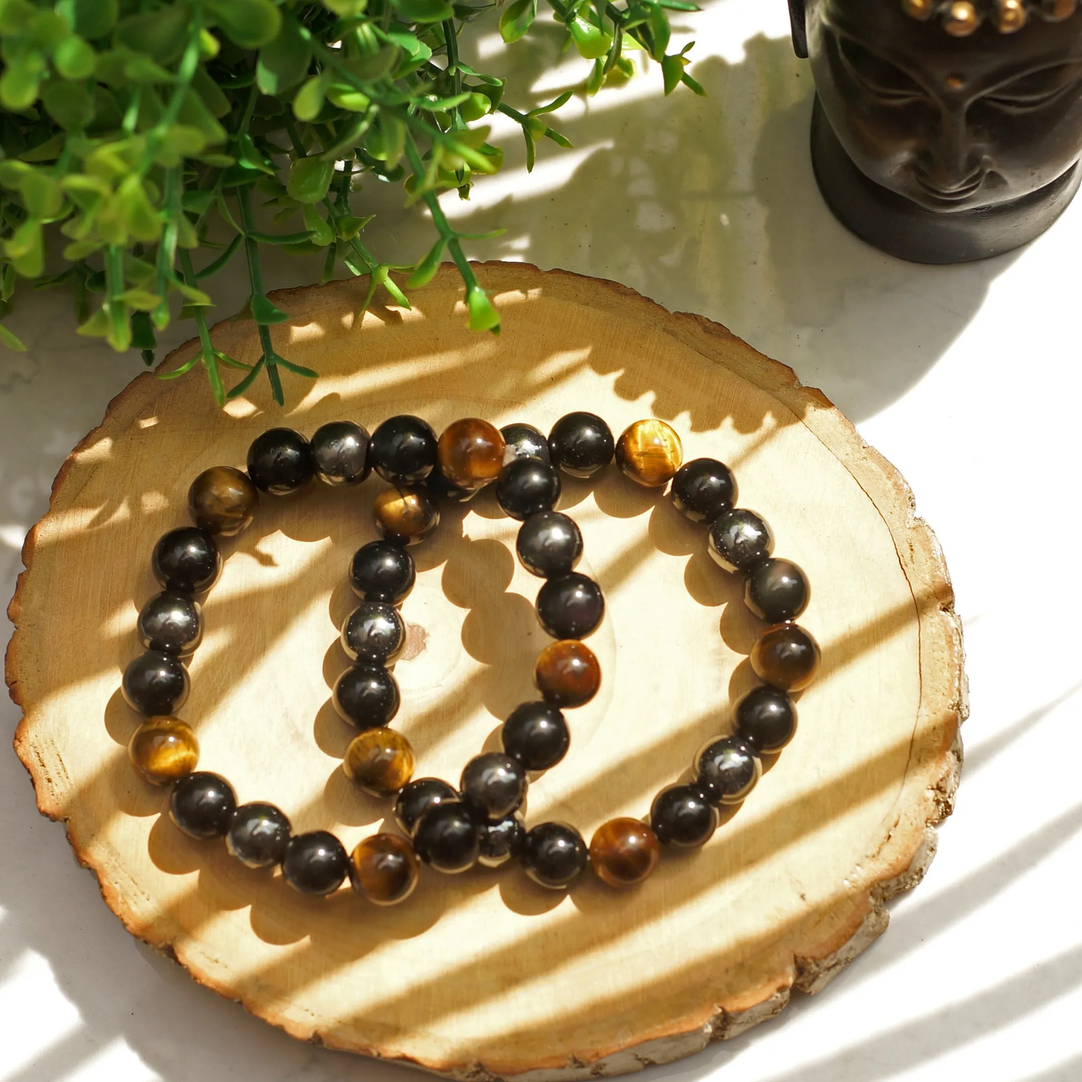 Triple Protection Bracelet - For Protection & Success- Bring Luck And Prosperity - Hematite - Black Obsidian - Tiger Eye - Stone Bracelet