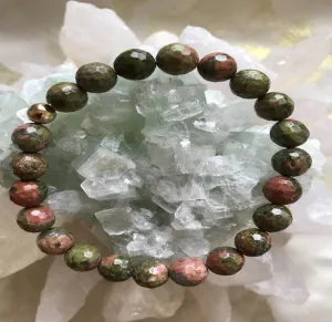 Unakite Jasper Genuine Crystal Bracelet - Healing heart chakra Aid