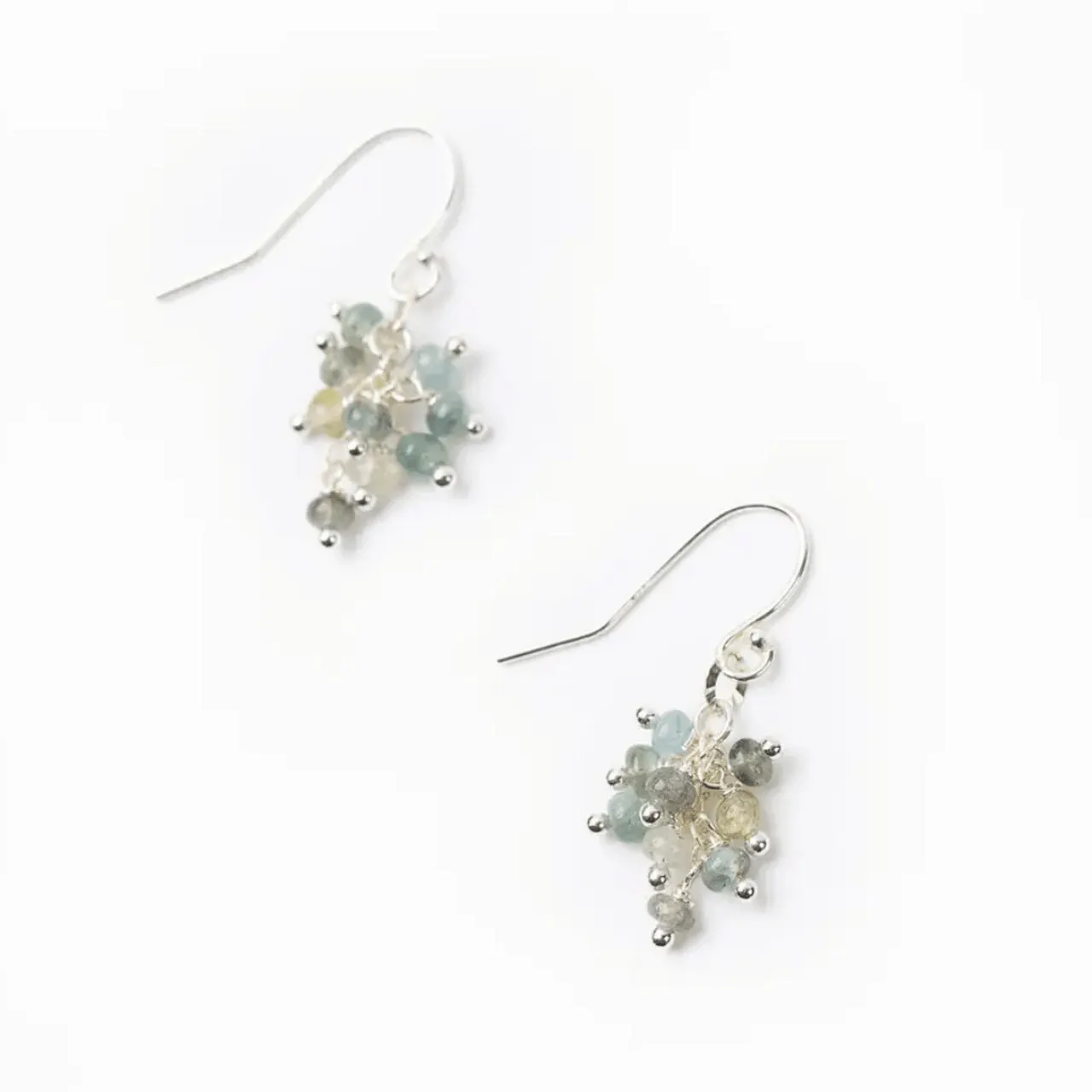 Vaughan - 'Ripple' Collection - Earrings - Cluster (Green Moss, Silver) #Rip024E