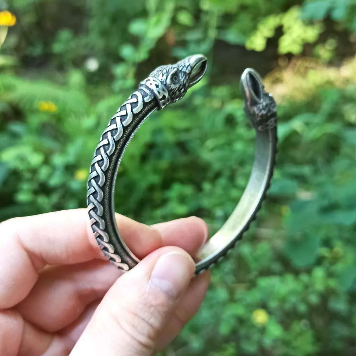 Viking arm ring raven bracelet from bronze