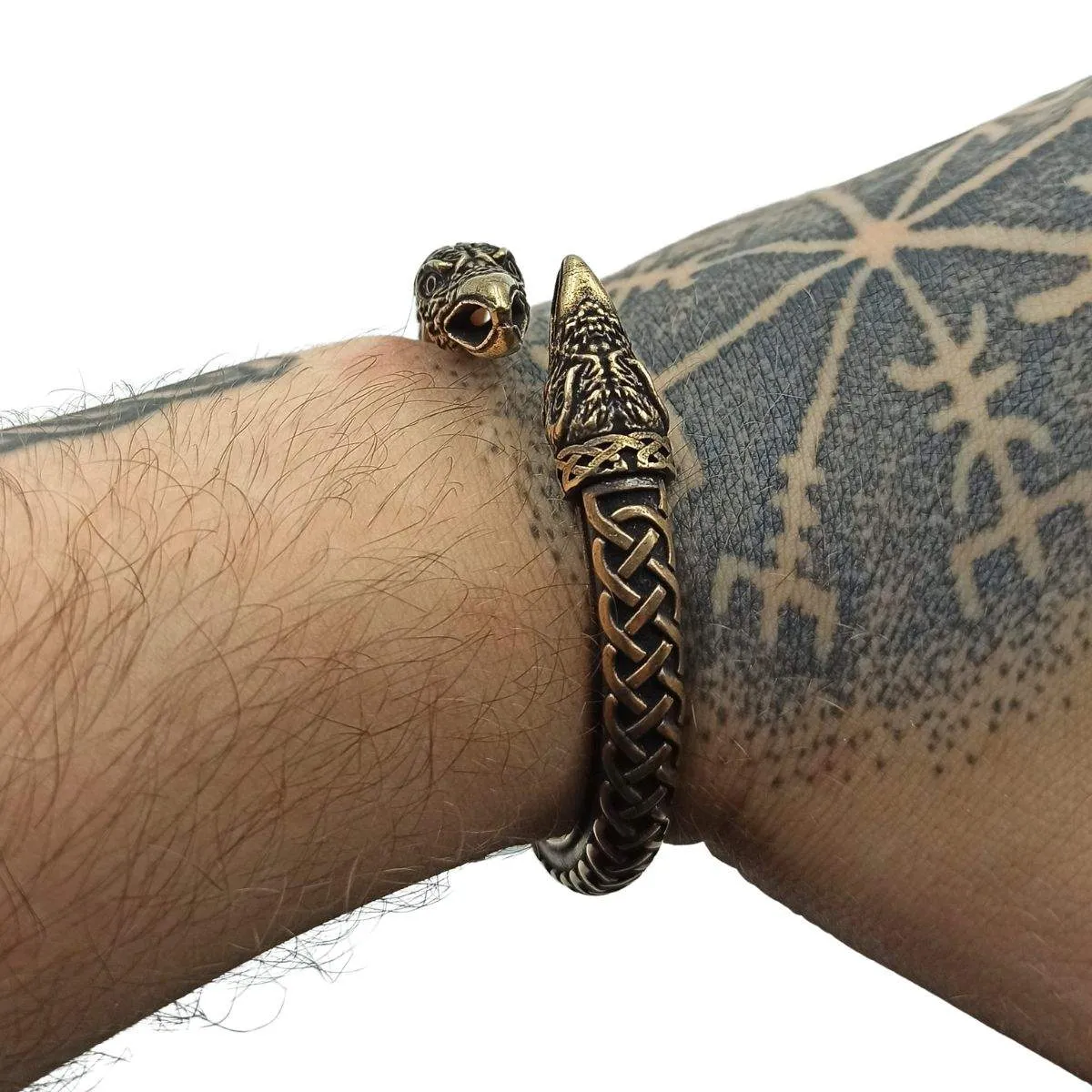 Viking arm ring raven bracelet from bronze