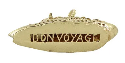 Vintage Gem Set Cruise Ship Charm in 14 Karat Gold