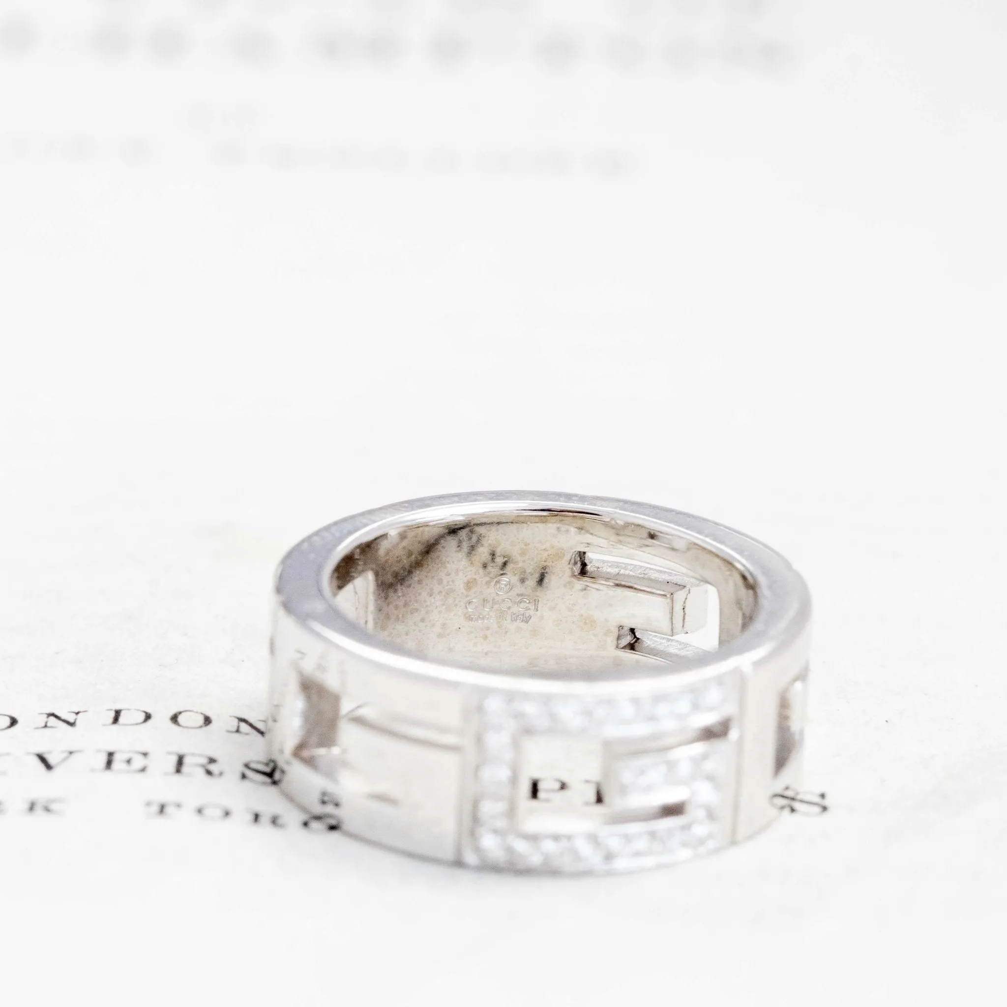 Vintage Open Work G Logo Diamond Band by Gucci