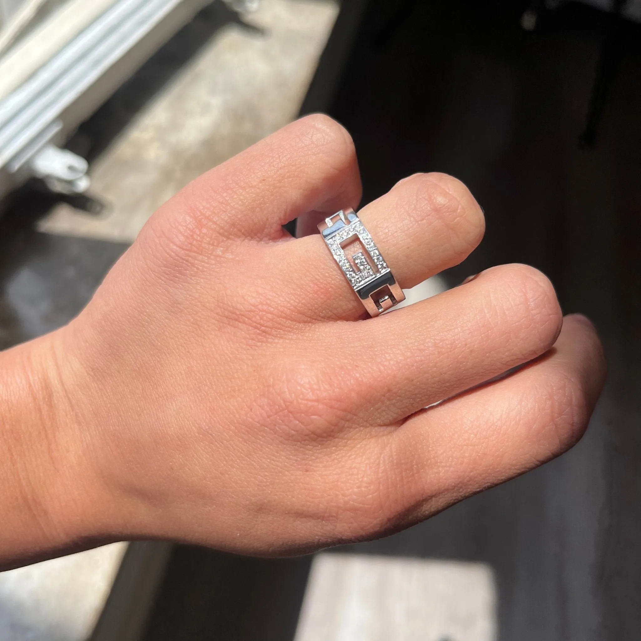 Vintage Open Work G Logo Diamond Band by Gucci
