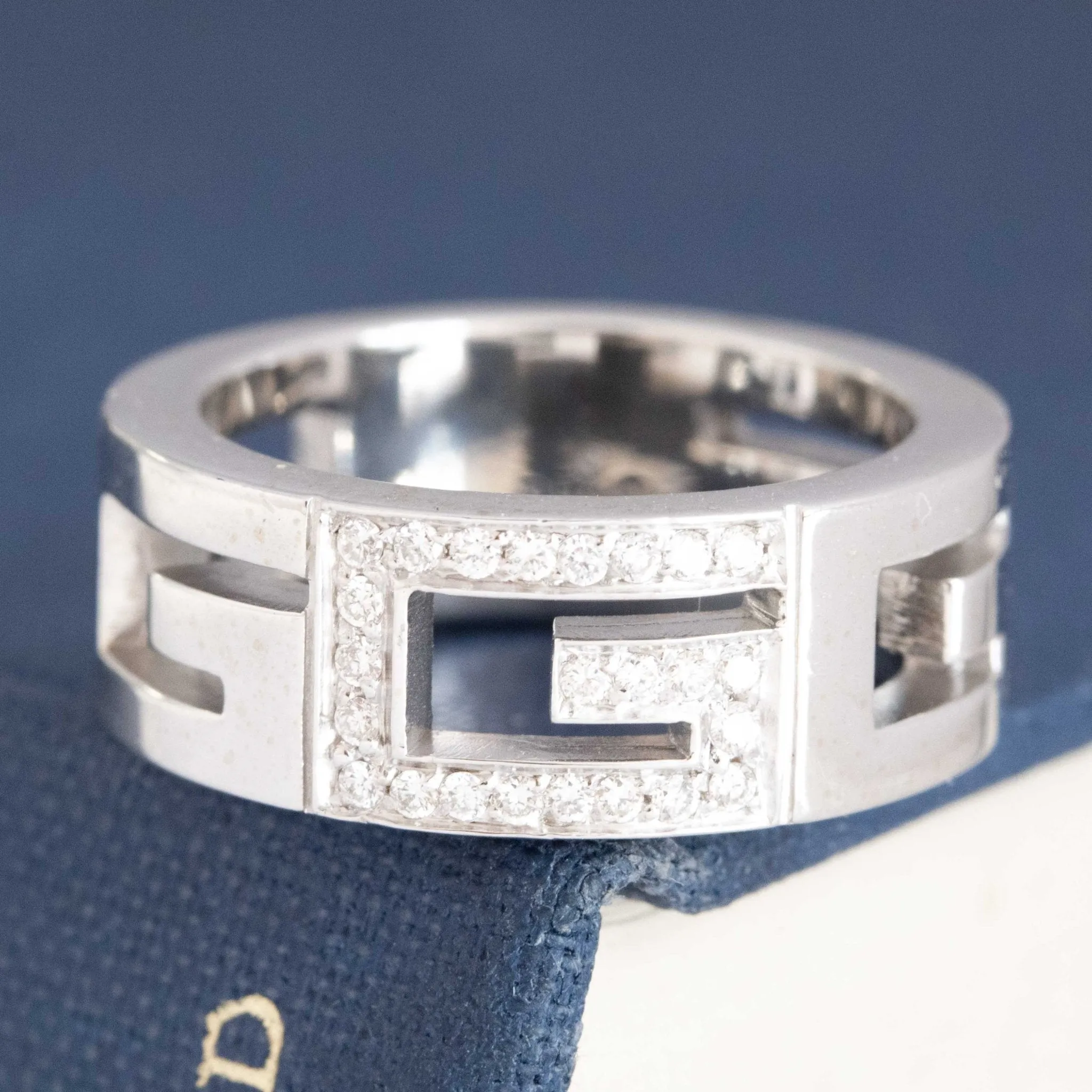 Vintage Open Work G Logo Diamond Band by Gucci