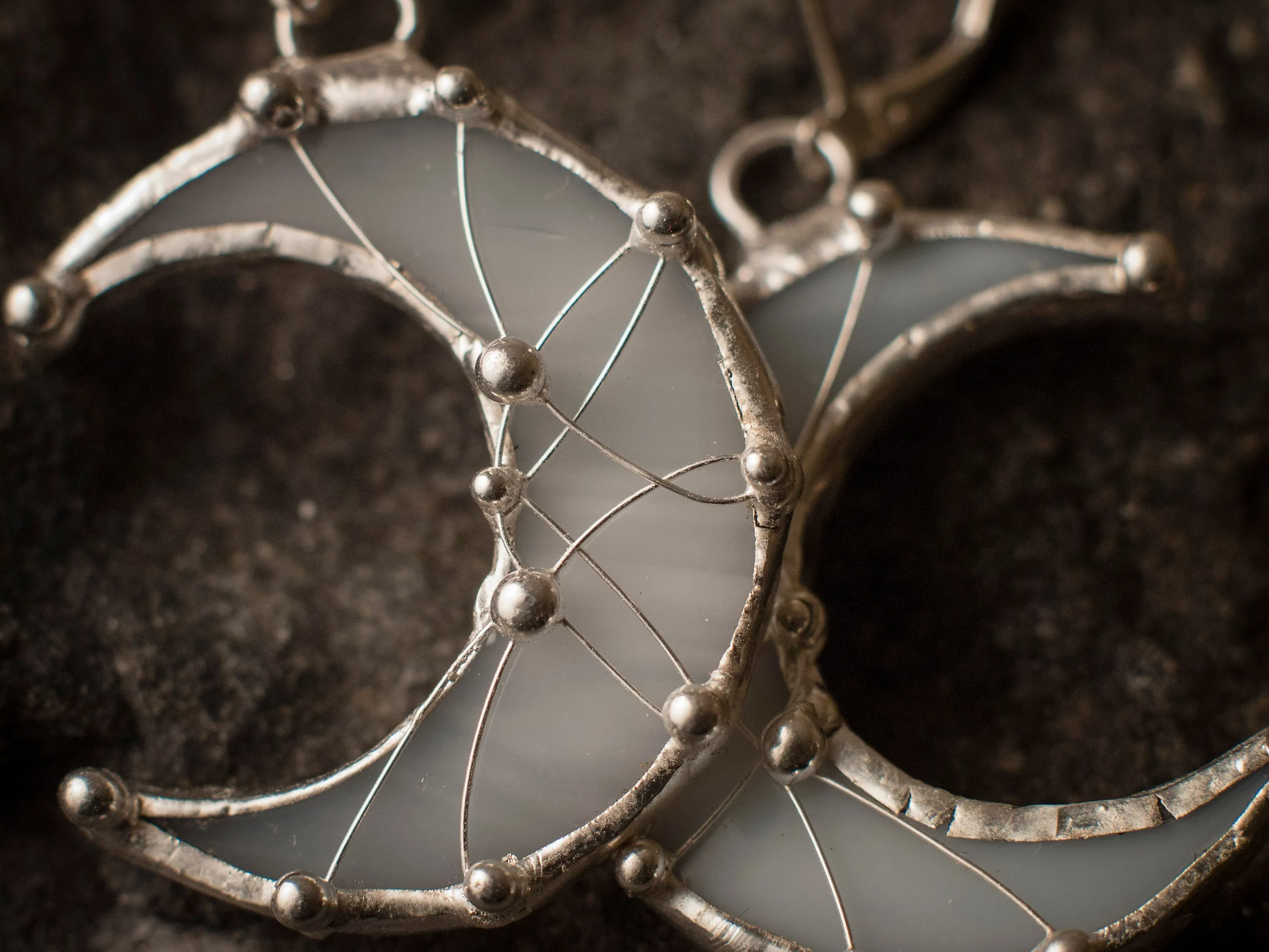 White Crescent Moon Earrings