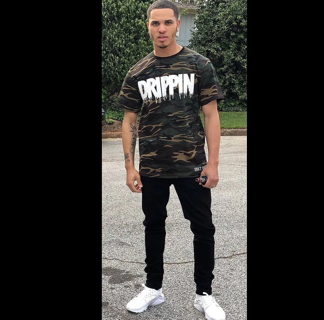 White Drippin | Green Camo Tee