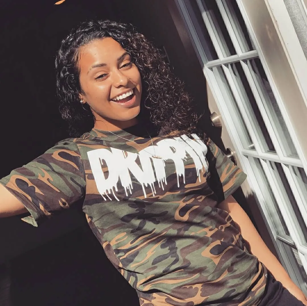 White Drippin | Green Camo Tee