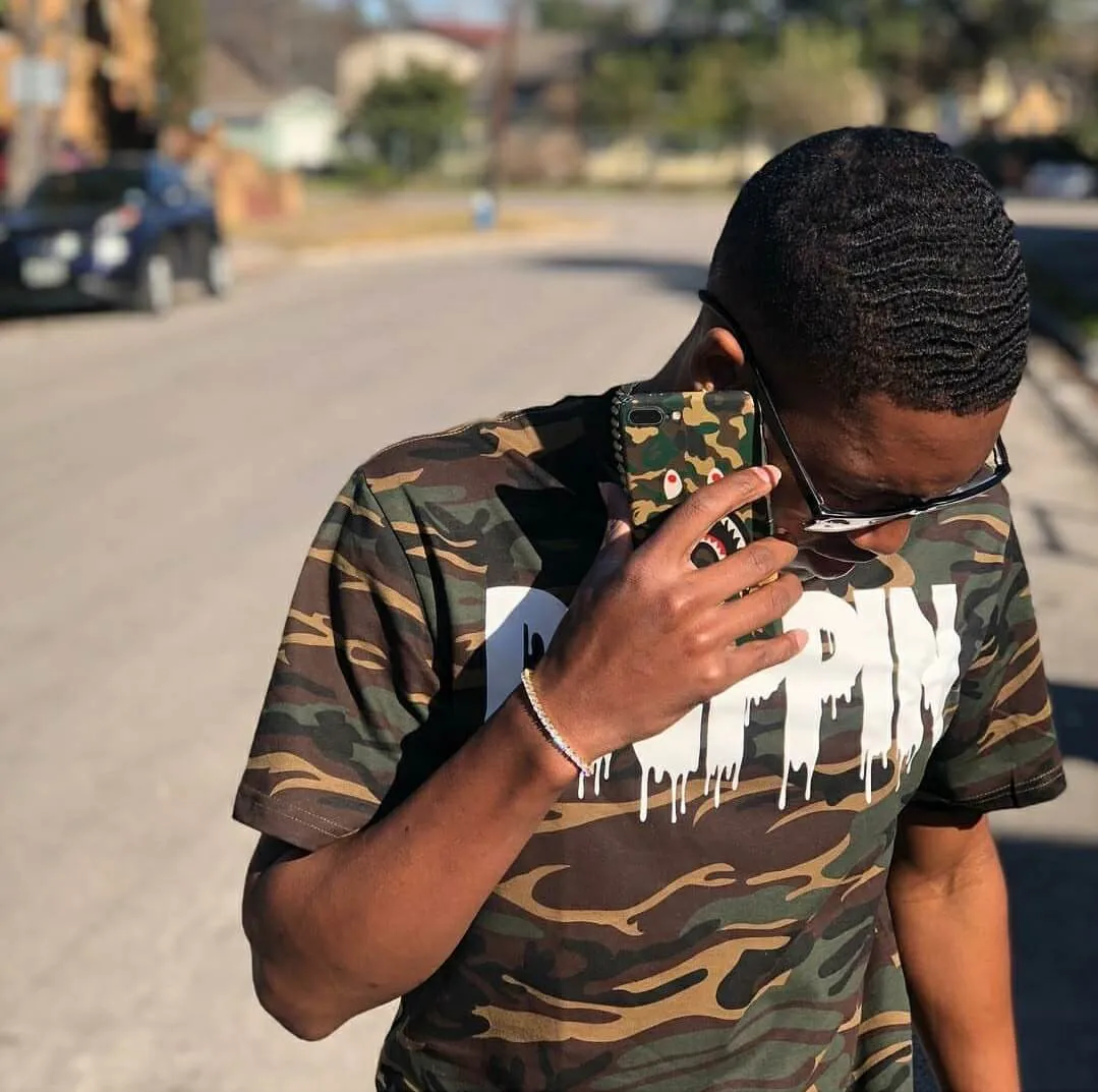 White Drippin | Green Camo Tee